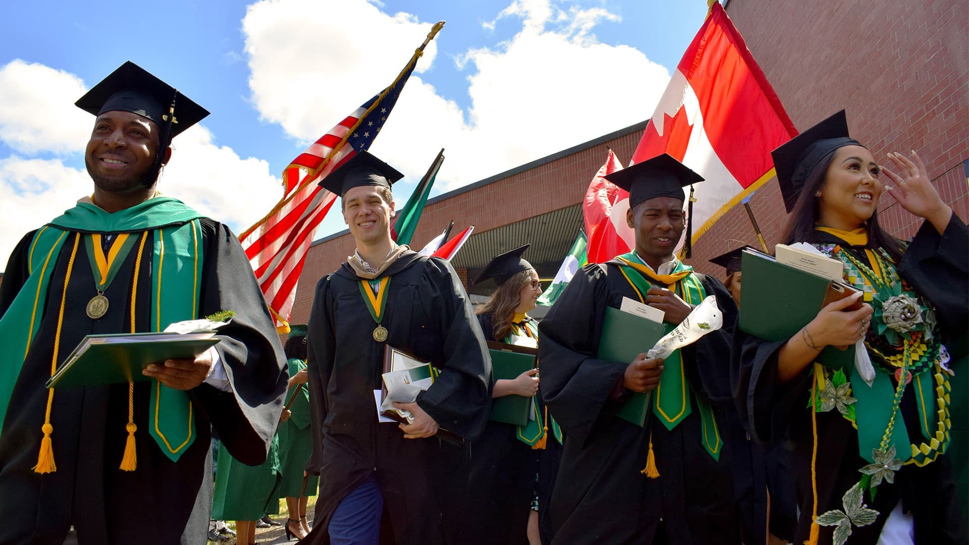 Students marching in commencement
