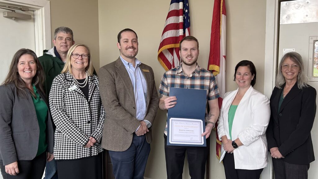 Group photo taken November 8, 2023, as the MHEAF Scholarship was awarded to Maddix Corriveau.